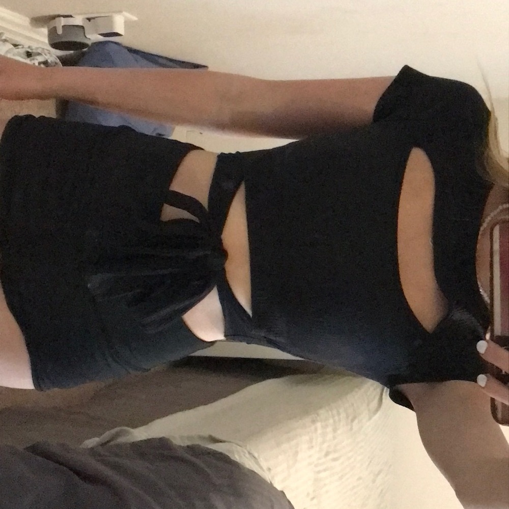 black open chest tee